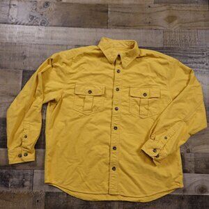 Eddie Bauer Flannel Button-Down Shirt Men’s Large Yellow Long Sleeve 100% Cotton